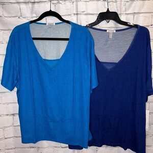 Jockey Cooling Comfort Microfiber Tee Set of 2 Teal & Blue Women’s 2XL